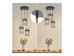 Lámpara colgante Nettlife negra de cristal con casquillo E27, 1 llama, Ø 16 cm, para comedor y dormitorio (sin bombilla)