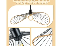 Lámpara colgante Nettlife Boho negra de 50 cm de diámetro - Lámpara de araña vintage de metal E27 - Lámpara para salón, cocina y comedor (bombilla no incluida)