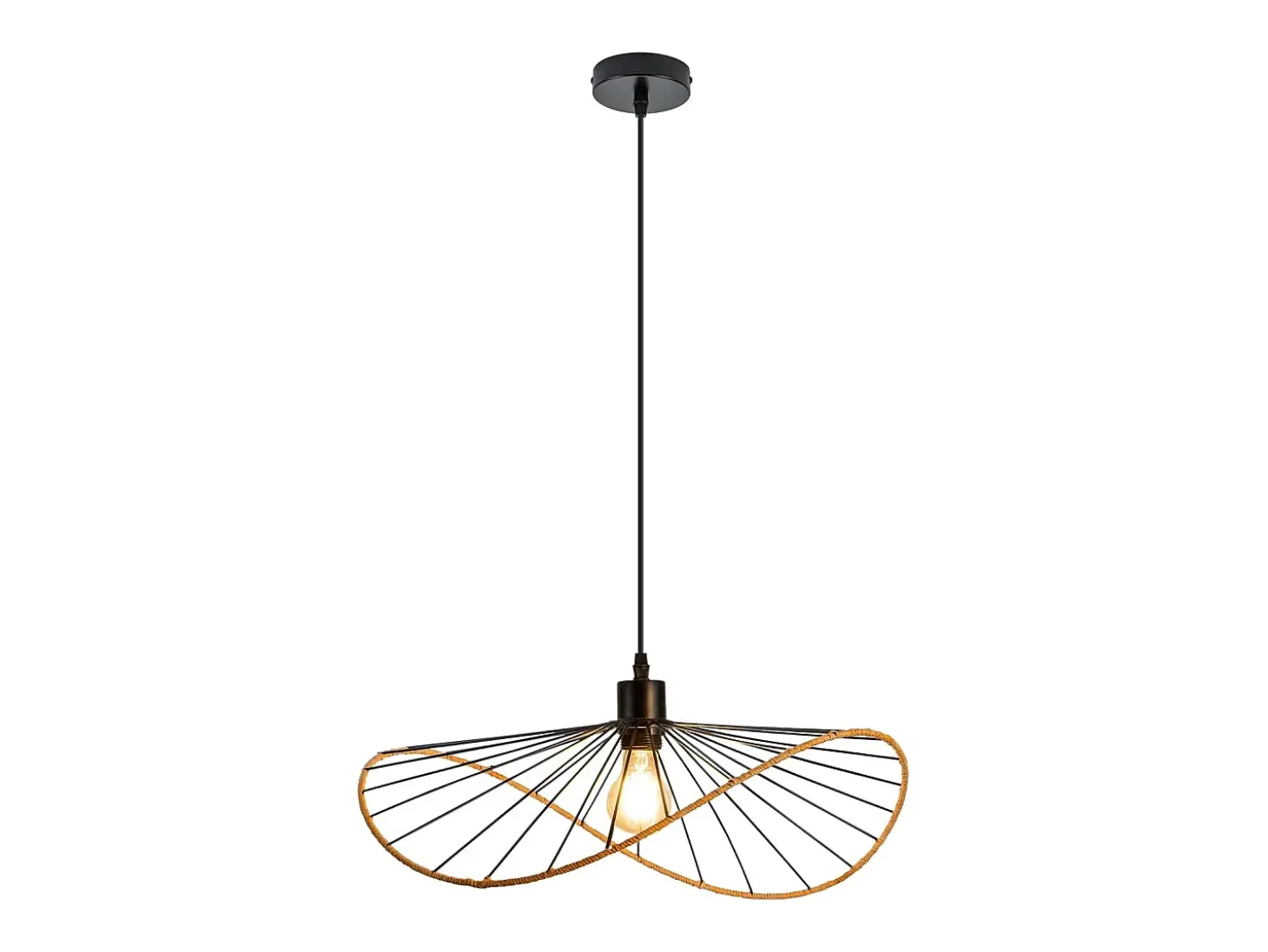 Lámpara colgante Nettlife Boho negra de 50 cm de diámetro - Lámpara de araña vintage de metal E27 - Lámpara para salón, cocina y comedor (bombilla no incluida)