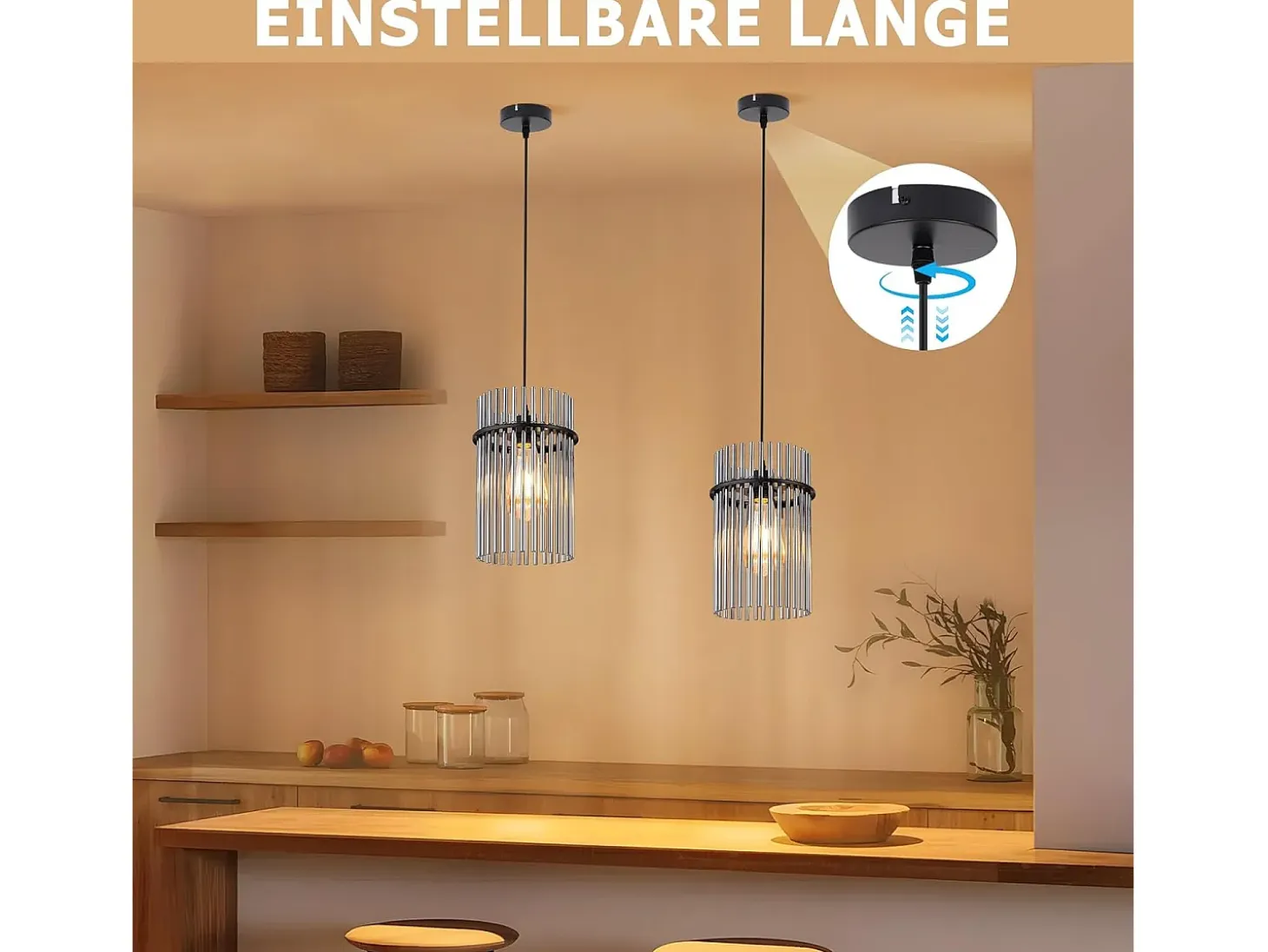 Lámpara colgante Nettlife negra, lámpara colgante de cristal con casquillo E27, 1 llama, Ø 16 cm, para mesa de comedor, cocina (sin bombilla).