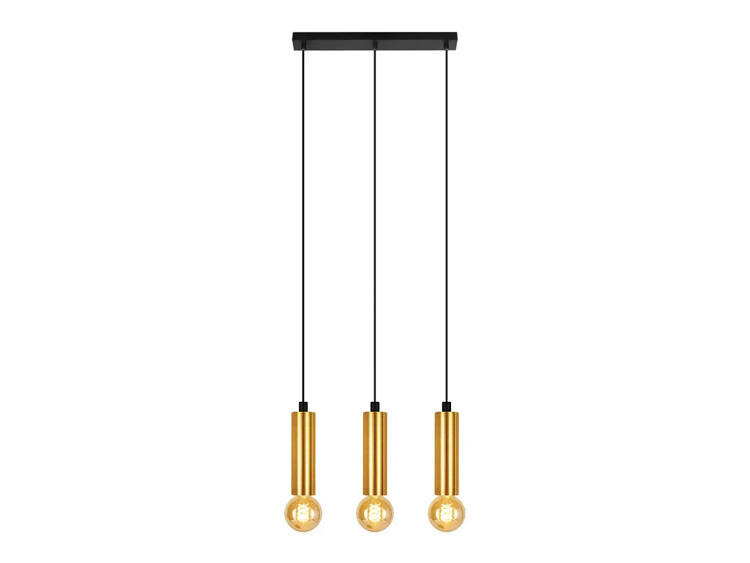 Lámpara colgante NETTLIFE dorada de 3 bombillas - Lámpara colgante para mesa de comedor E27 Lámpara colgante industrial de metal