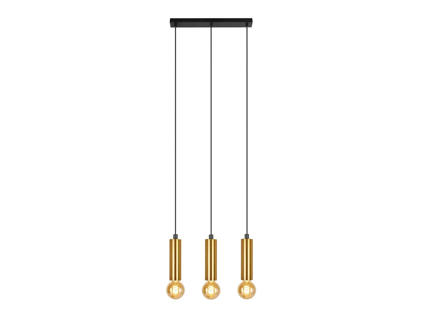 Lámpara colgante NETTLIFE dorada de 3 bombillas - Lámpara colgante para mesa de comedor E27 Lámpara colgante industrial de metal