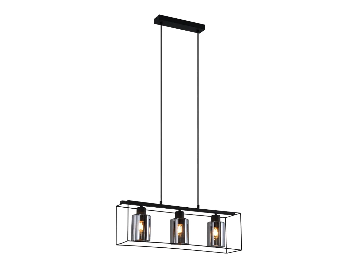 Lámpara colgante NETTLIFE negra de 3 llamas de cristal vintage E27, lámpara colgante de altura regulable