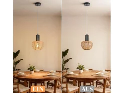 Lámpara colgante Nettlife Boho de ratán, 1 luz, tejido vintage, cuerda de cáñamo, E27, para comedor (sin bombilla)