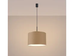 Lámpara colgante Nevia minimalista de tela/PVC - 1 fuentes luminosas - L.40 x A.137 cm - color topo/negro