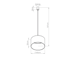 Lámpara colgante Nevia minimalista de CLORURO DE POLIVINILO - 1 fuentes luminosas - L.40 x A.137 cm - mármol beige/negro