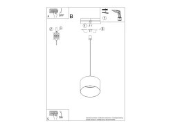 Lámpara colgante Nevia minimalista de tela/PVC - 1 fuentes luminosas - L.40 x A.137 cm - burdeos/negro