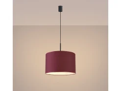 Lámpara colgante Nevia minimalista de tela/PVC - 1 fuentes luminosas - L.40 x A.137 cm - burdeos/negro