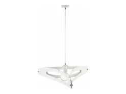 Lámpara colgante Onyx con difusor cortado a láser en hierro lacado blanco y acabados cromo brillo con cable eléctrico orientable 1 luz 120 Ø51