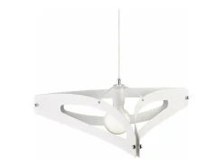 Lámpara colgante Onyx con difusor cortado a láser en hierro lacado blanco y acabados cromo brillo con cable eléctrico orientable 1 luz 120 Ø51