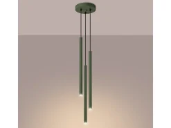 Lámpara Colgante Pastelo Moderno De Acero - 3 Fuentes Luminosas - L.30 X A.94 Cm - Verde Oliva