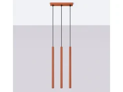 Lámpara Colgante Pastelo Moderno De Acero - 3 Fuentes Luminosas - L.30 X A.94 Cm - Ocre Rojo