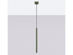 Lámpara Colgante Pastelo Moderno De Acero - 1 Fuentes Luminosas - L.8 X A.114 Cm - Verde Oliva