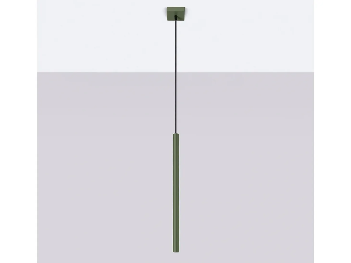Lámpara Colgante Pastelo Moderno De Acero - 1 Fuentes Luminosas - L.8 X A.114 Cm - Verde Oliva