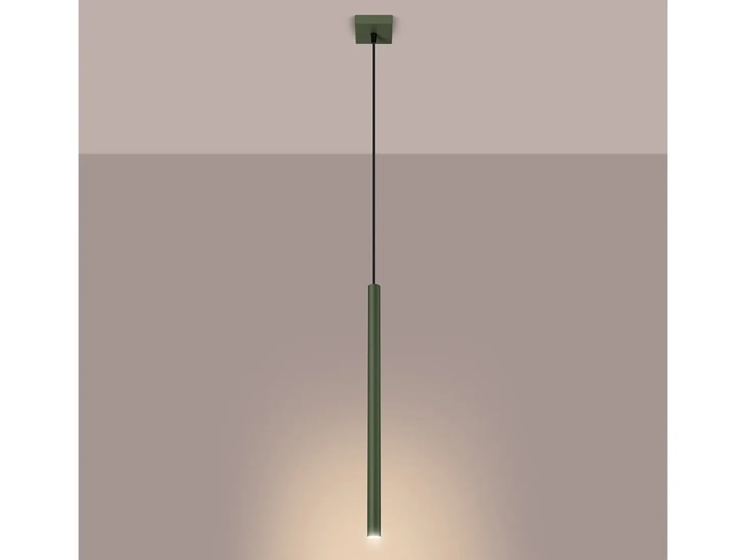 Lámpara Colgante Pastelo Moderno De Acero - 1 Fuentes Luminosas - L.8 X A.114 Cm - Verde Oliva