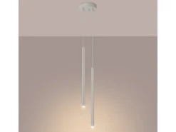 Lámpara Colgante Pastelo Moderno De Acero - 2 Fuentes Luminosas - L.15 X A.104 Cm - Beige