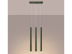 Lámpara Colgante Pastelo Moderno De Acero - 3 Fuentes Luminosas - L.19,5 X A.104 Cm - Verde Oliva