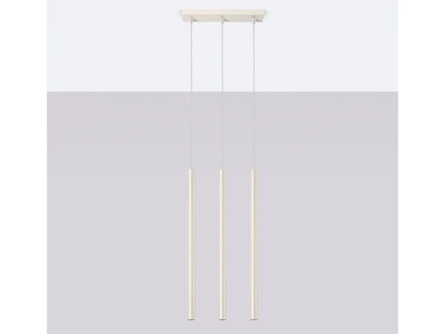 Lámpara Colgante Pastelo Moderno De Acero - 3 Fuentes Luminosas - L.30 X A.94 Cm - Beige