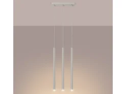 Lámpara Colgante Pastelo Moderno De Acero - 3 Fuentes Luminosas - L.30 X A.94 Cm - Beige
