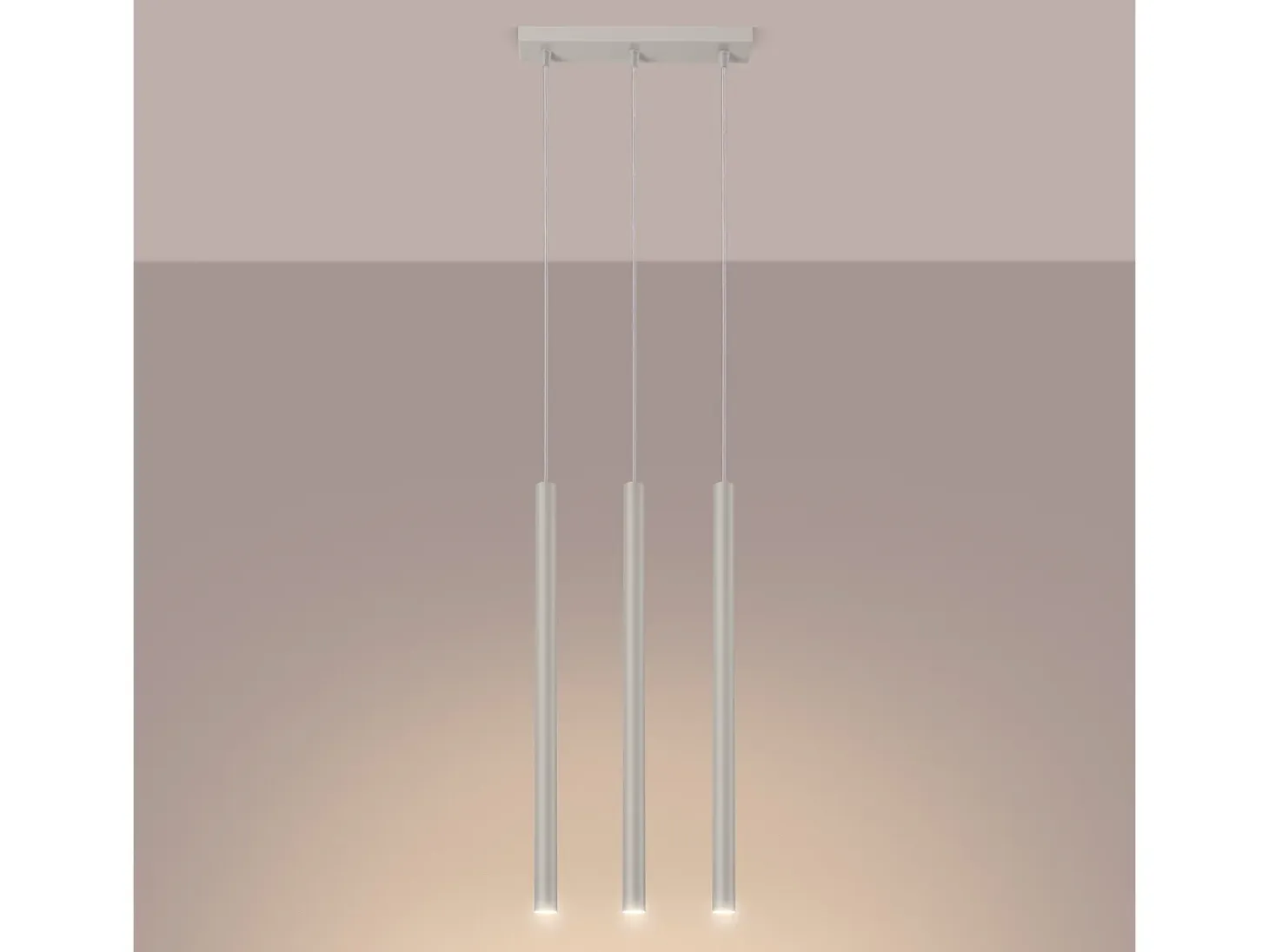 Lámpara Colgante Pastelo Moderno De Acero - 3 Fuentes Luminosas - L.30 X A.94 Cm - Beige
