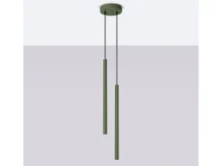Lámpara Colgante Pastelo Moderno De Acero - 2 Fuentes Luminosas - L.15 X A.104 Cm - Verde Oliva