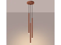Lámpara Colgante Pastelo Moderno De Acero - 3 Fuentes Luminosas - L.19,5 X A.104 Cm - Ocre Rojo