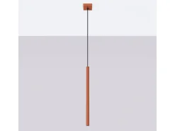 Lámpara Colgante Pastelo Moderno De Acero - 1 Fuentes Luminosas - L.8 X A.114 Cm - Ocre Rojo