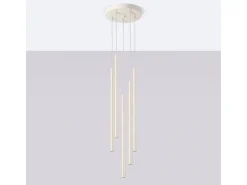 Lámpara Colgante Pastelo Moderno De Acero - 5 Fuentes Luminosas - L.25 X A.104 Cm - Beige