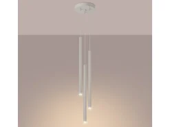 Lámpara Colgante Pastelo Moderno De Acero - 3 Fuentes Luminosas - L.19,5 X A.104 Cm - Beige
