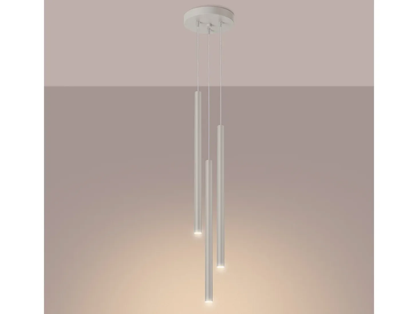 Lámpara Colgante Pastelo Moderno De Acero - 3 Fuentes Luminosas - L.19,5 X A.104 Cm - Beige
