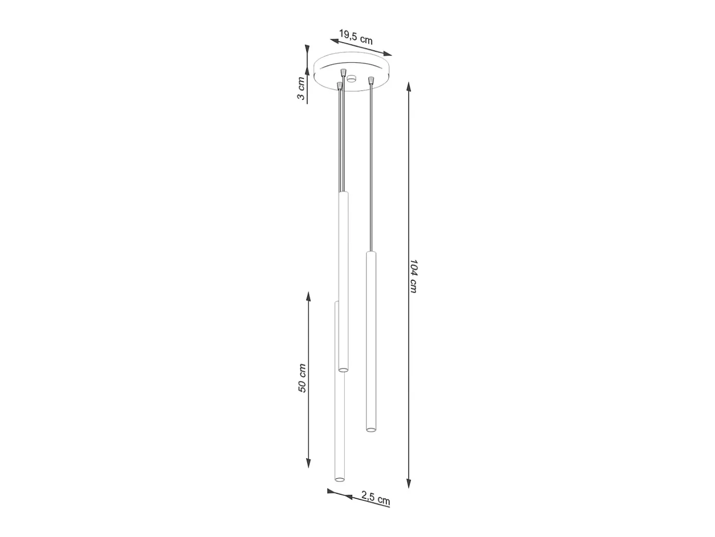 Lámpara Colgante Pastelo Moderno De Acero - 3 Fuentes Luminosas - L.19,5 X A.104 Cm - Beige