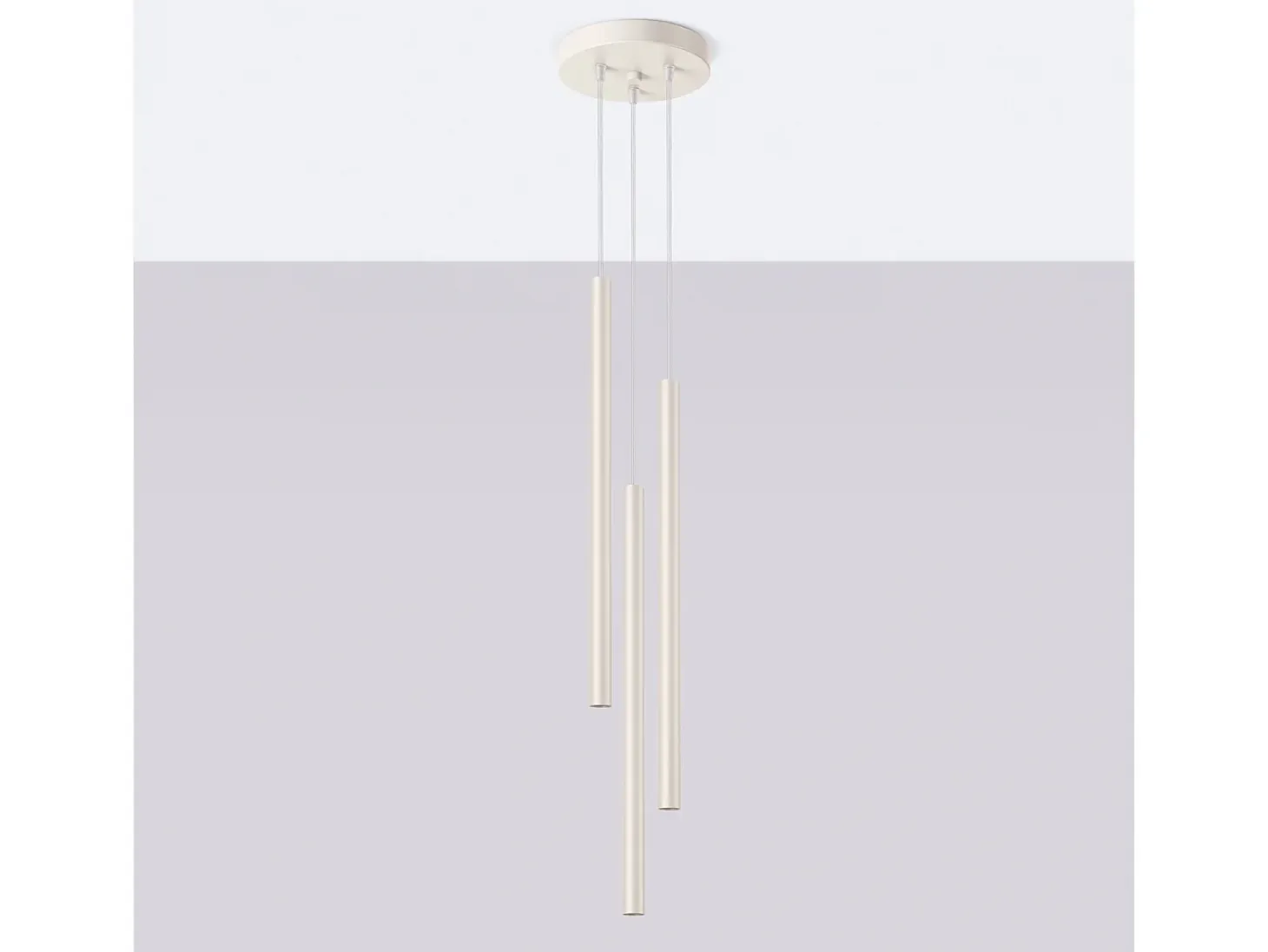 Lámpara Colgante Pastelo Moderno De Acero - 3 Fuentes Luminosas - L.19,5 X A.104 Cm - Beige