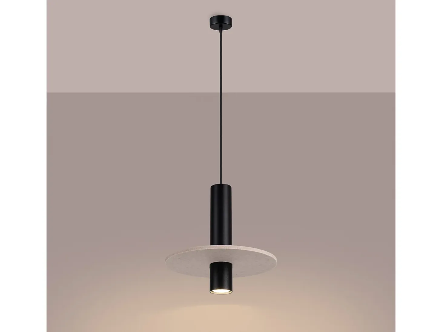Lámpara colgante Pelta moderno de fieltro/acero - 1 fuentes luminosas - L.30 x A.126 cm - beige/negro