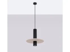 Lámpara colgante Pelta moderno de fieltro/acero - 1 fuentes luminosas - L.30 x A.126 cm - beige/negro