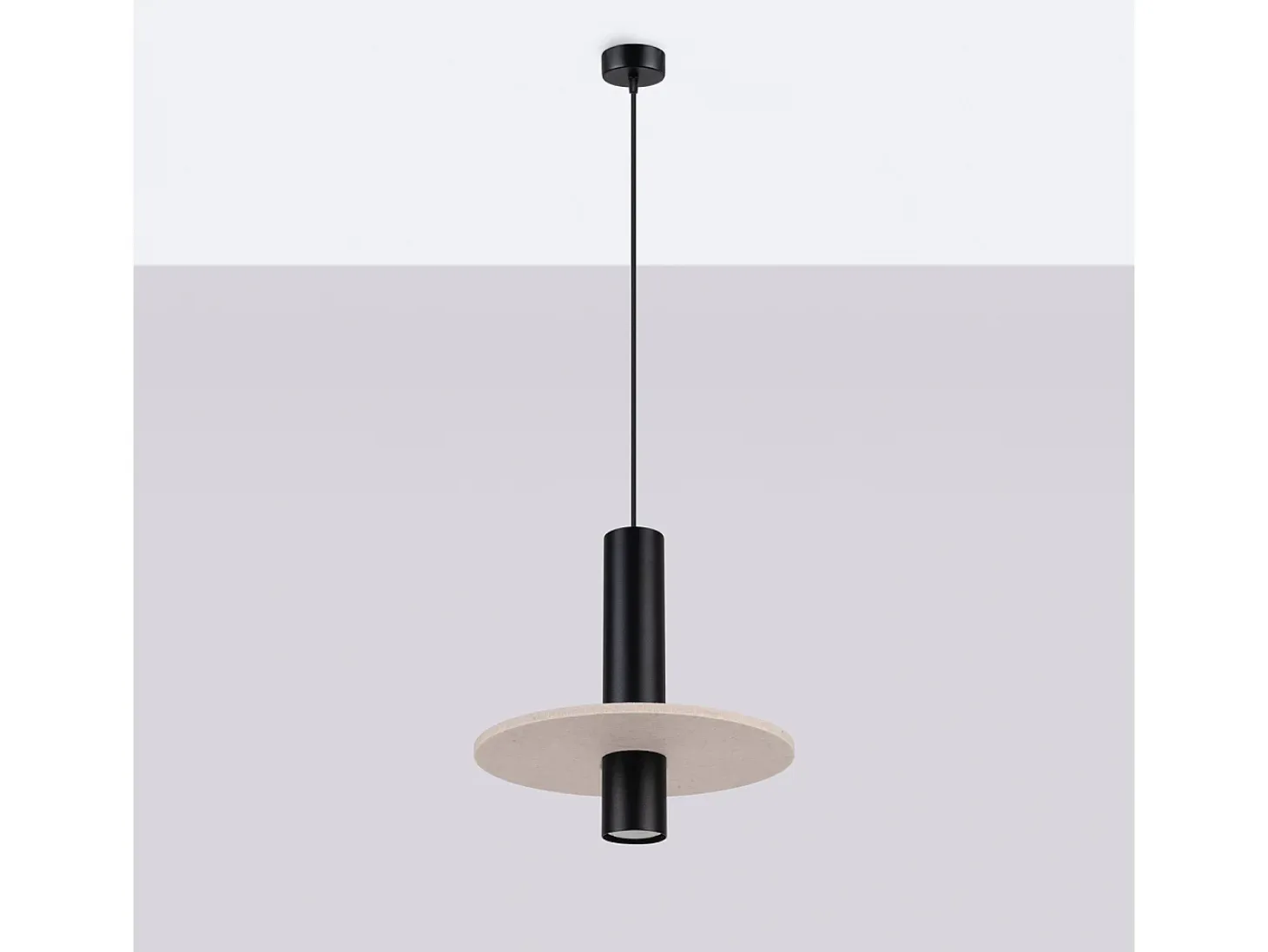 Lámpara colgante Pelta moderno de fieltro/acero - 1 fuentes luminosas - L.30 x A.126 cm - beige/negro