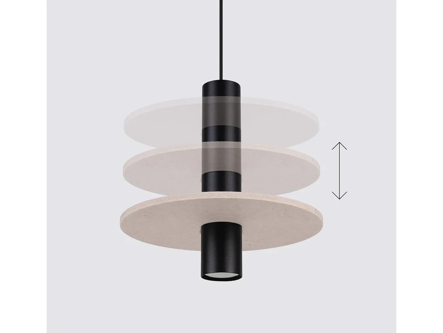 Lámpara colgante Pelta moderno de fieltro/acero - 1 fuentes luminosas - L.30 x A.126 cm - beige/negro