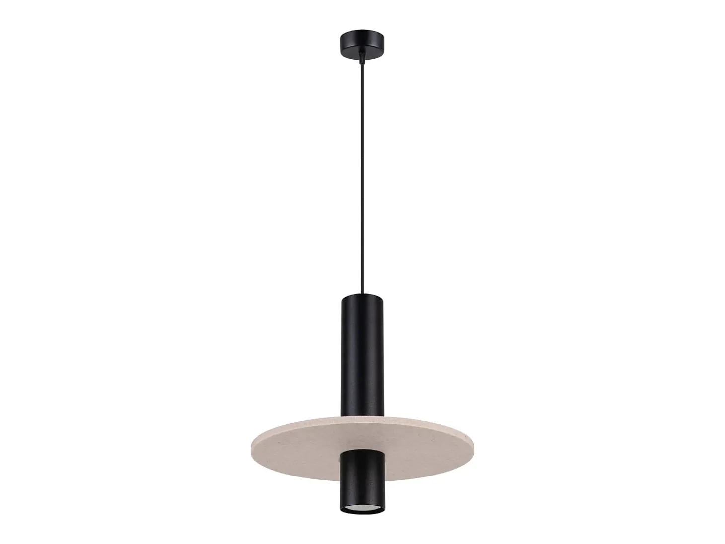 Lámpara colgante Pelta moderno de fieltro/acero - 1 fuentes luminosas - L.30 x A.126 cm - beige/negro