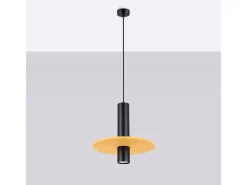 Lámpara colgante Pelta moderno de fieltro/acero - 1 fuentes luminosas - L.30 x A.126 cm - amarillo/negro