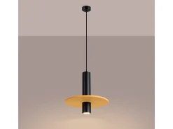 Lámpara colgante Pelta moderno de fieltro/acero - 1 fuentes luminosas - L.30 x A.126 cm - amarillo/negro