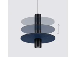 Lámpara colgante Pelta moderno de fieltro/acero - 1 fuentes luminosas - L.30 x A.126 cm - azul marino/negro