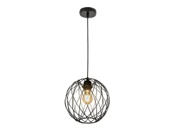 Lámpara colgante redonda negra NETTLIFE - Lámpara colgante vintage E27 Lámpara colgante industrial retro Lámpara de mesa