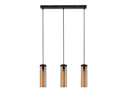 Lámpara colgante retro de cristal negro mate para mesa de comedor, 3 llamas, E27