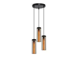 Lámpara colgante retro de cristal negro mate para mesa de comedor, 3 llamas, E27