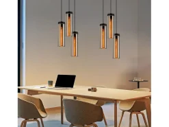 Lámpara colgante retro de cristal negro mate para mesa de comedor, 3 llamas, E27