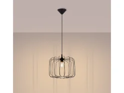 Lámpara Colgante Skaar Moderno De Acero - 1 Fuentes Luminosas - L.34,5 X A.91 Cm - Negro