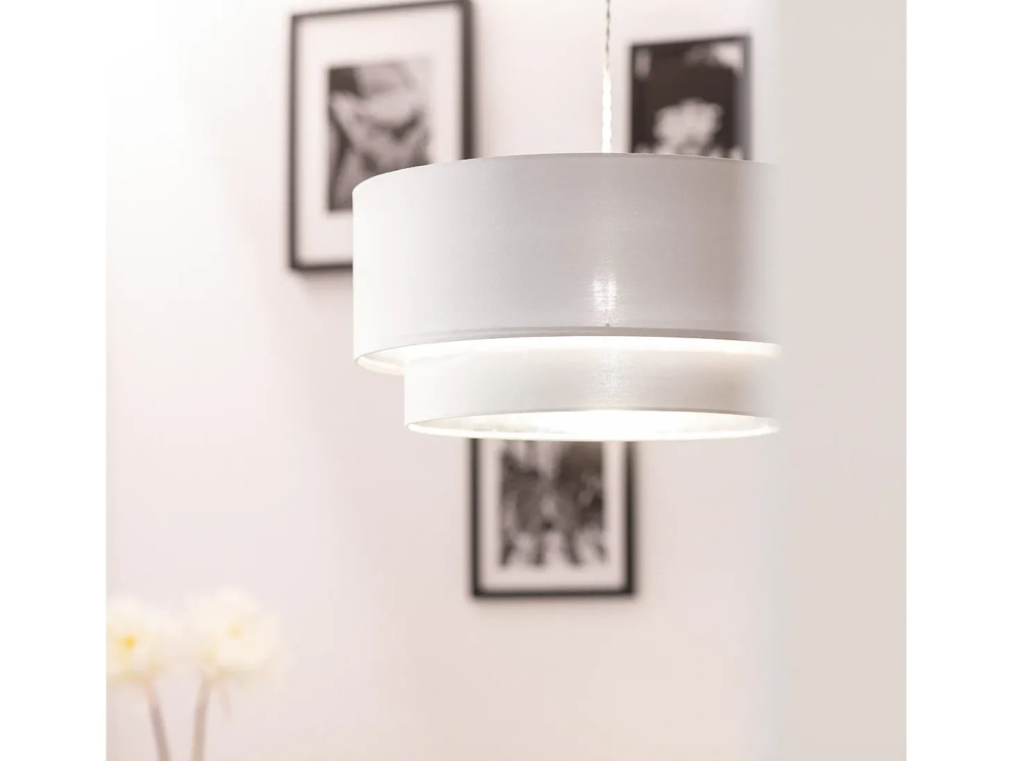 Lámpara Colgante Textil Reflect Duo Blanco