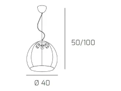 Lámpara colgante Toplight Basket moderna d.40 cm 60W en metal cromado con difusor de aluminio - casquillo E27x3