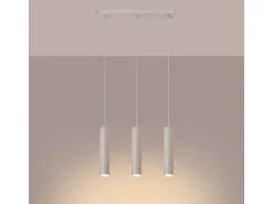 Lámpara colgante Toris desván de acero - 3 fuentes luminosas 4000K - L.45 x A.98 cm - beige
