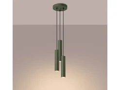 Lámpara colgante Toris desván de acero - 3 fuentes luminosas 4000K - L.19,5 x A.108 cm - verde oliva
