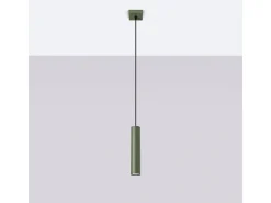 Lámpara colgante Toris desván de acero - 1 fuentes luminosas 3000K - L.8 x A.118 cm - verde oliva